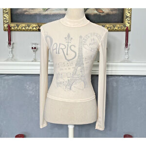 Unbranded Sheer Mesh Nude Peach Blouse XS NO SIZE TAG